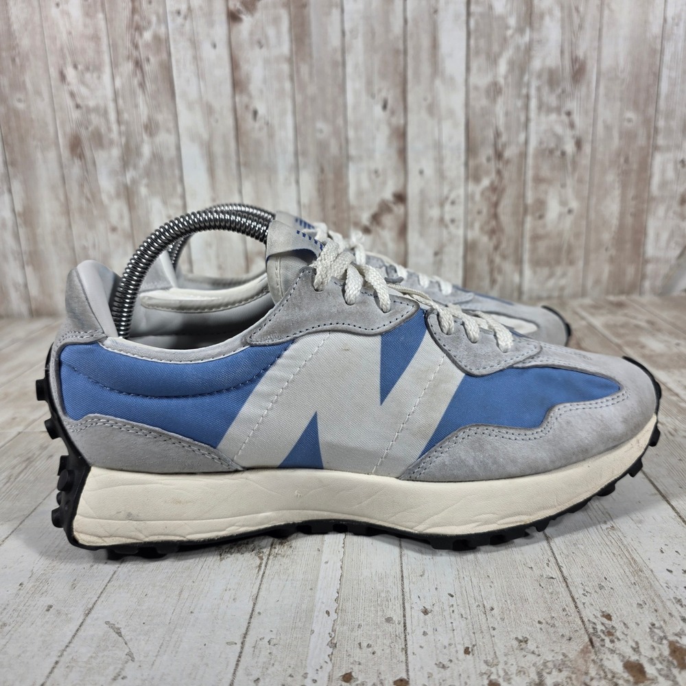 New Balance 327 Mens Grey Blue Suede Nylon Lifestyle Sneakers MS327LC1 Size 8